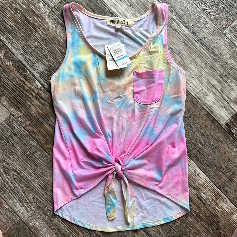 Multi Pastel Tie Dyed Junior’s Tank Top